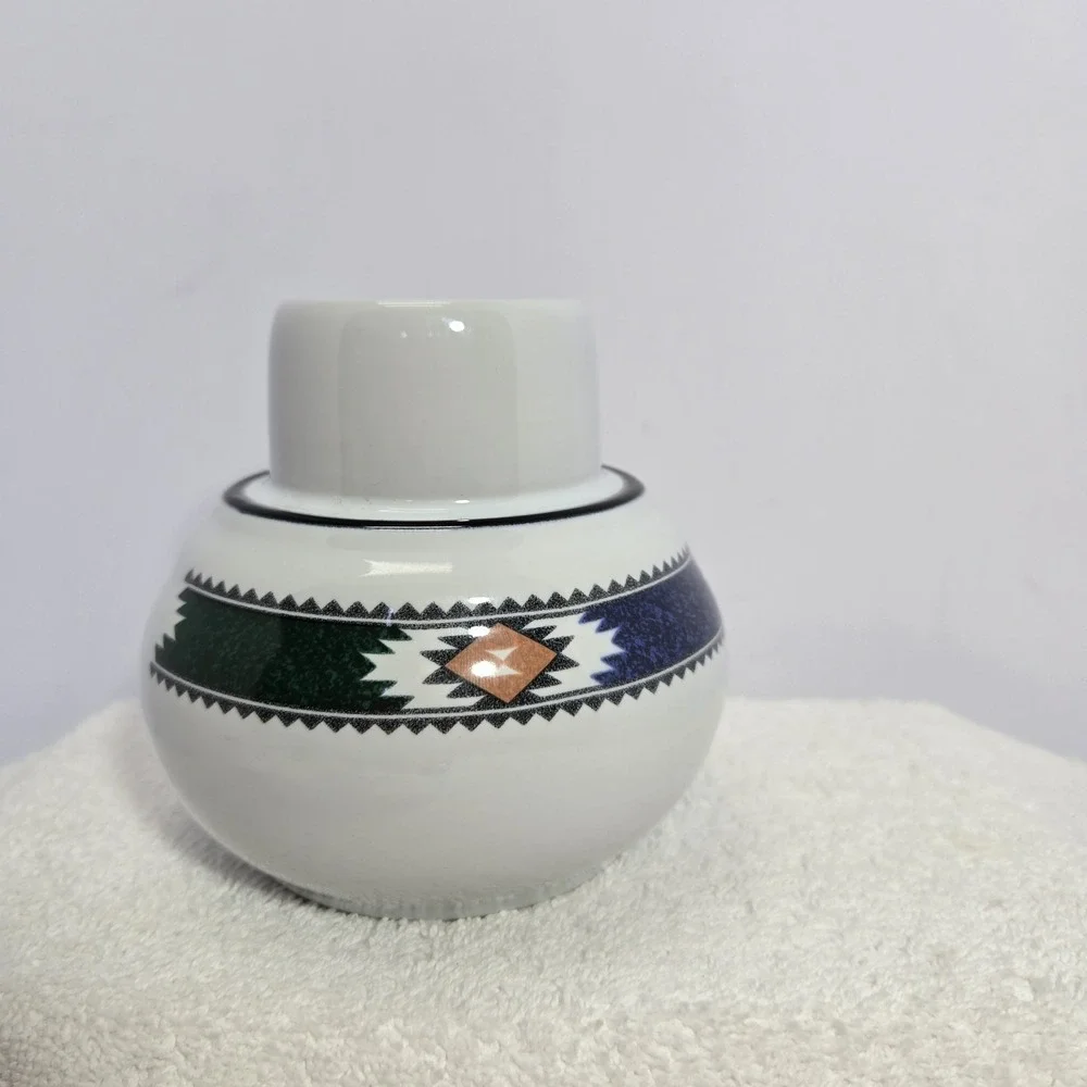 Kachina by Noritake Japan Hurricane Lamp Base Santa Fe Aztec Design Southwestern